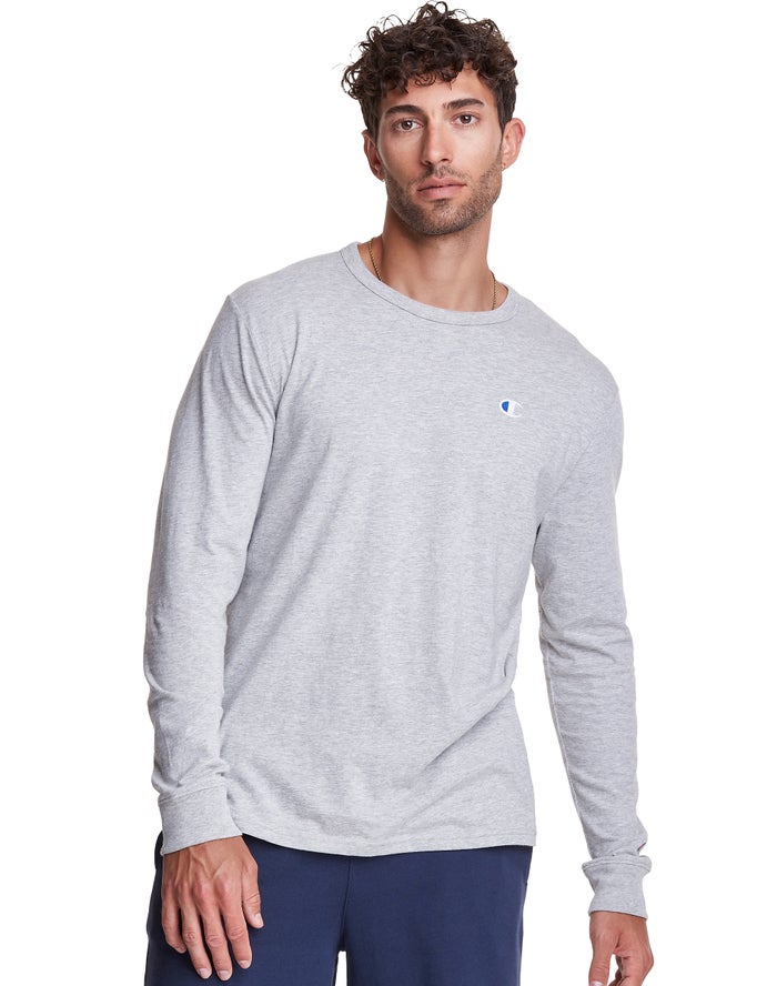 Camiseta Champion Hombre - Long-Sleeve Lightweight C Logo ( Gris ) 0847936-AM